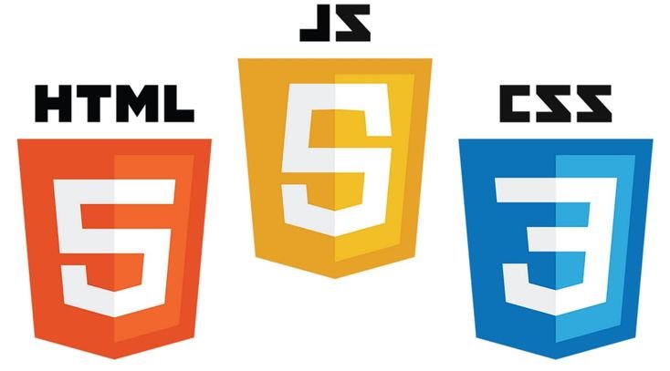  Temel web teknolojileri olan HTML, CSS ve JavaScript'in logoları.